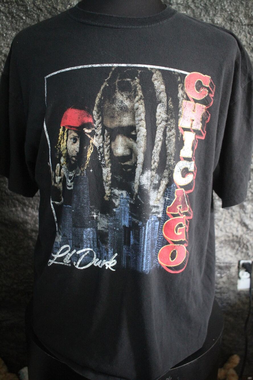 Lil Durk Chicago T Shirt Mens XL Black Rap Hip Hop Graphic Tee OTF Streetwear